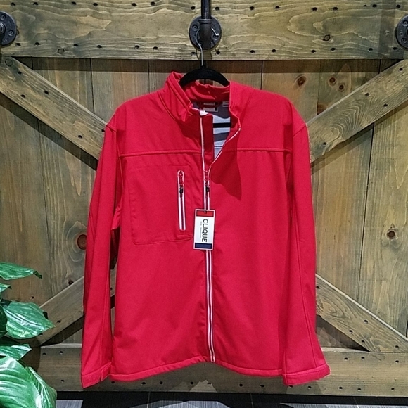 MENS CLIQUE RED SPORTS JACKET W ZIPPER NEW WITH TAG - Picture 1 of 8